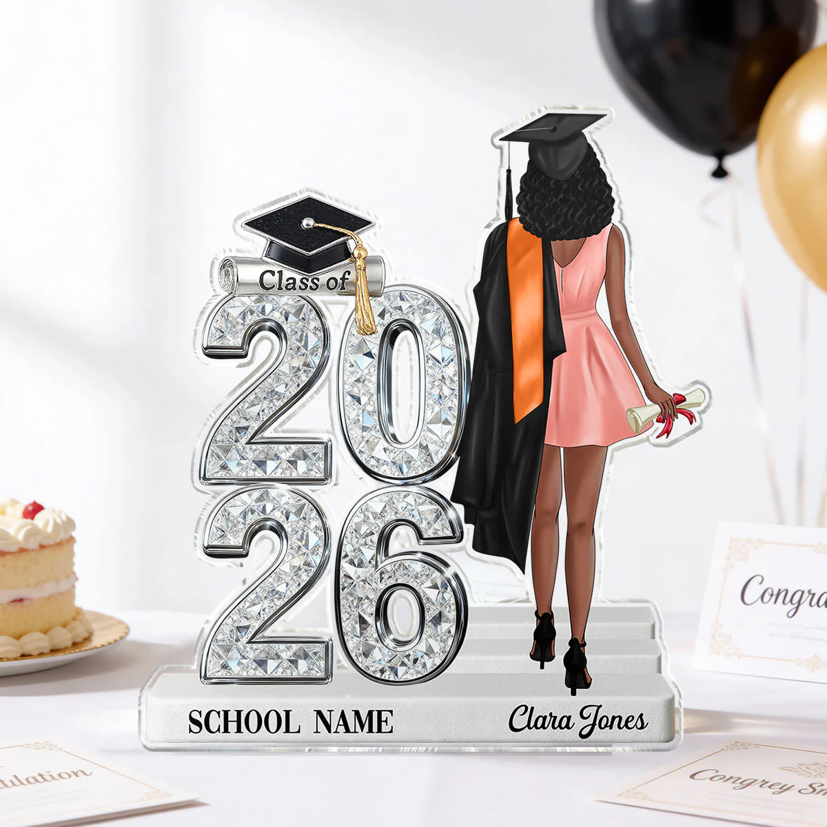 Class Of 2026 2027 Back View Senior Shiny Effect 2D Flat - Personalized Acrylic Block Plaque - Graduation Gift For Graduates, Daughter, Son - Image 11