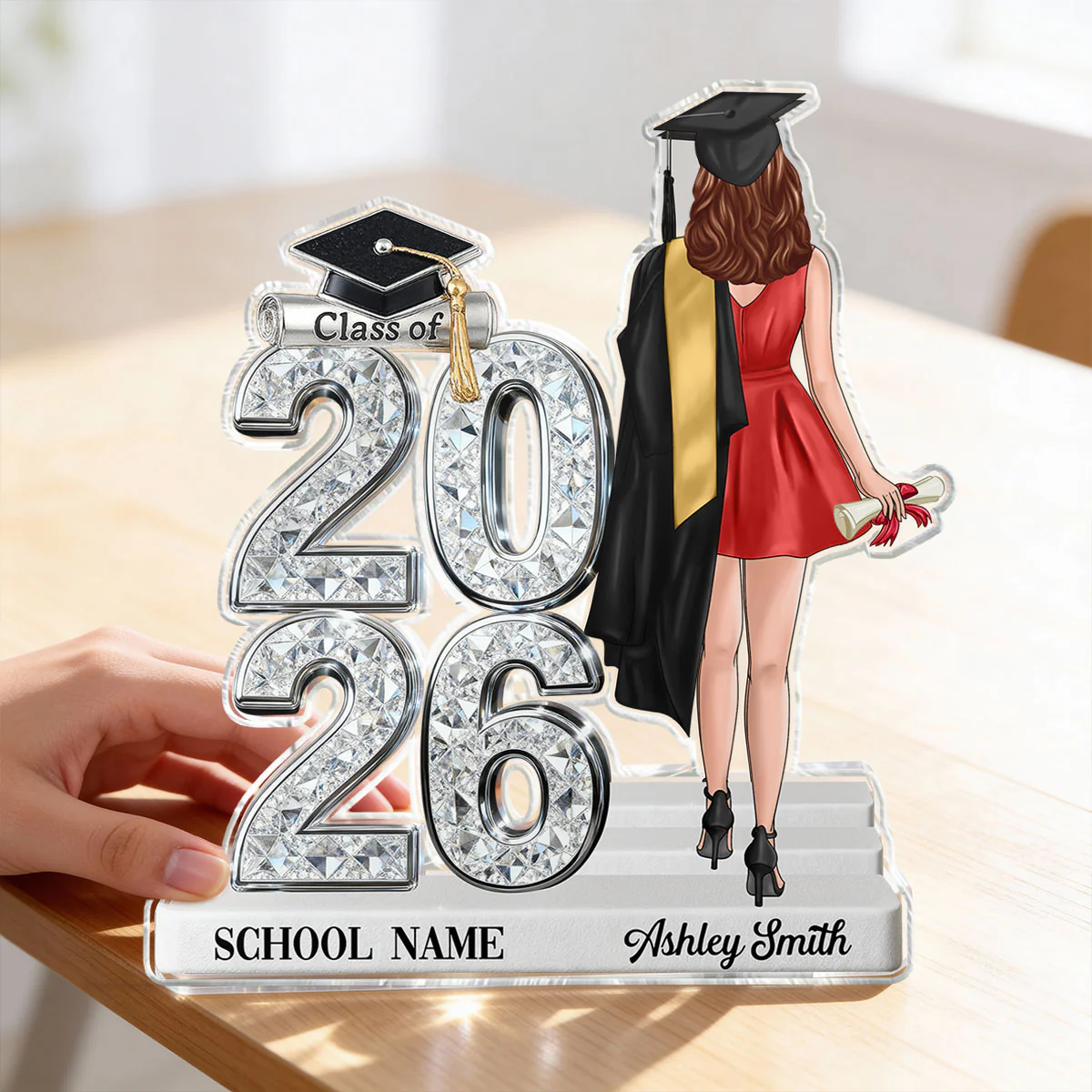 Class Of 2026 2027 Back View Senior Shiny Effect 2D Flat - Personalized Acrylic Block Plaque - Graduation Gift For Graduates, Daughter, Son - Image 13