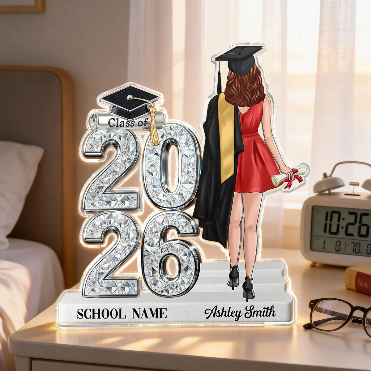 Class Of 2026 2027 Back View Senior Shiny Effect 2D Flat - Personalized Acrylic Block Plaque - Graduation Gift For Graduates, Daughter, Son - Image 15