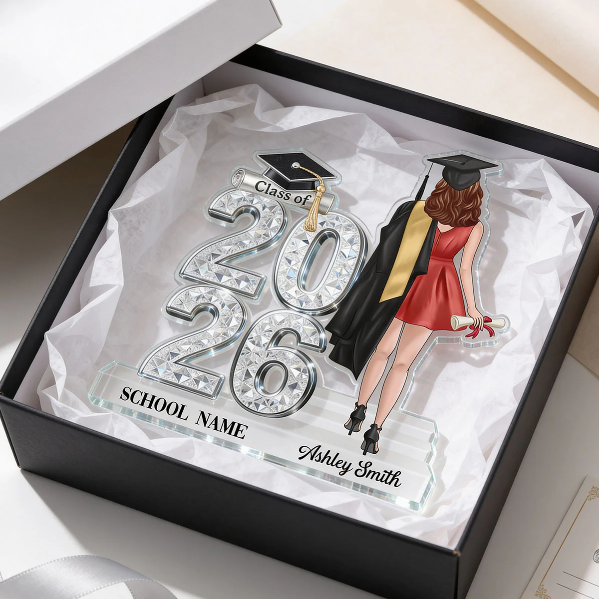 Class Of 2026 2027 Back View Senior Shiny Effect 2D Flat - Personalized Acrylic Block Plaque - Graduation Gift For Graduates, Daughter, Son - Image 16