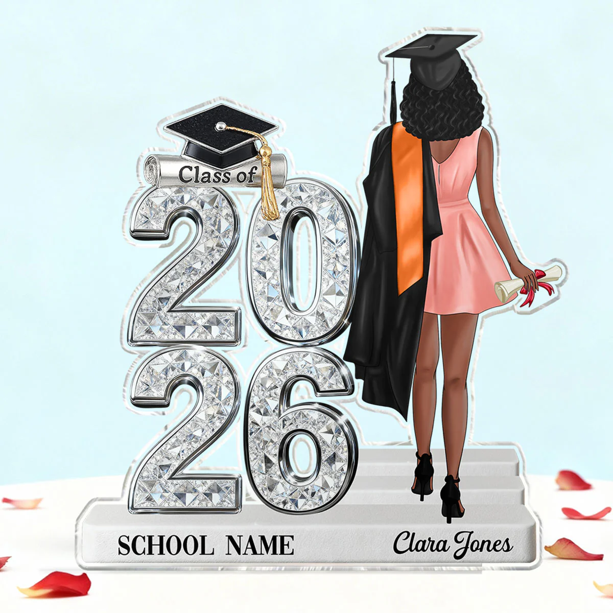 Class Of 2026 2027 Back View Senior Shiny Effect 2D Flat - Personalized Acrylic Block Plaque - Graduation Gift For Graduates, Daughter, Son - Image 5