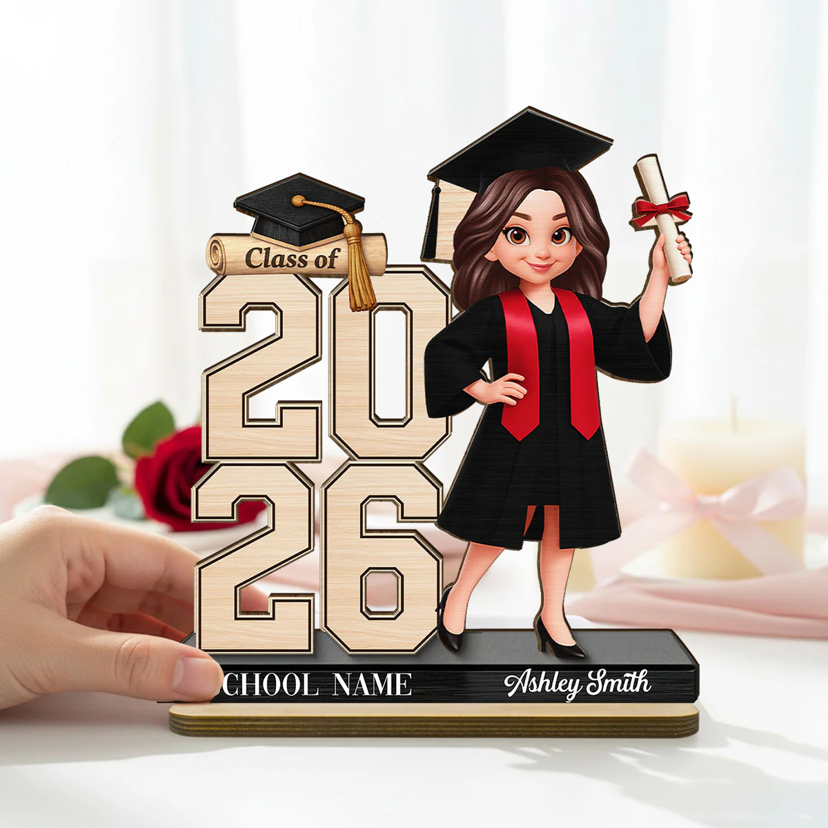 Class Of 2026 2027 Senior 2D Flat - Personalized 2-Layered Wooden Plaque - Graduation Gift For Graduates, Daughter, Son - Image 13