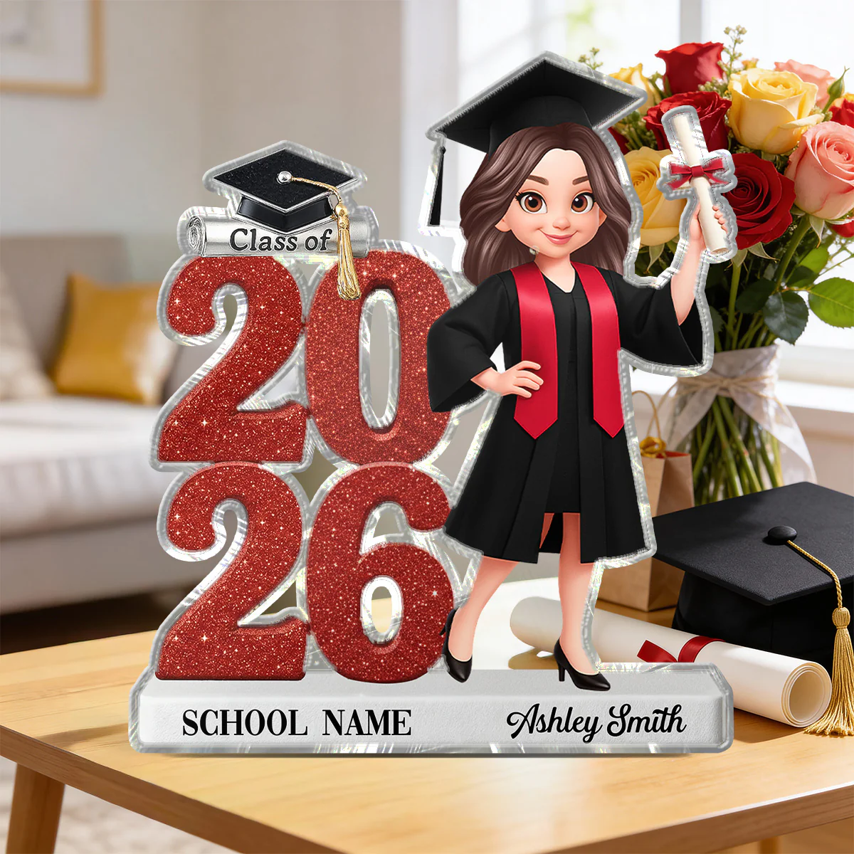 Class Of 2026 2027 Senior 2D Flat - Personalized Acrylic Block Plaque - Graduation Gift For Graduates, Daughter - Image 2