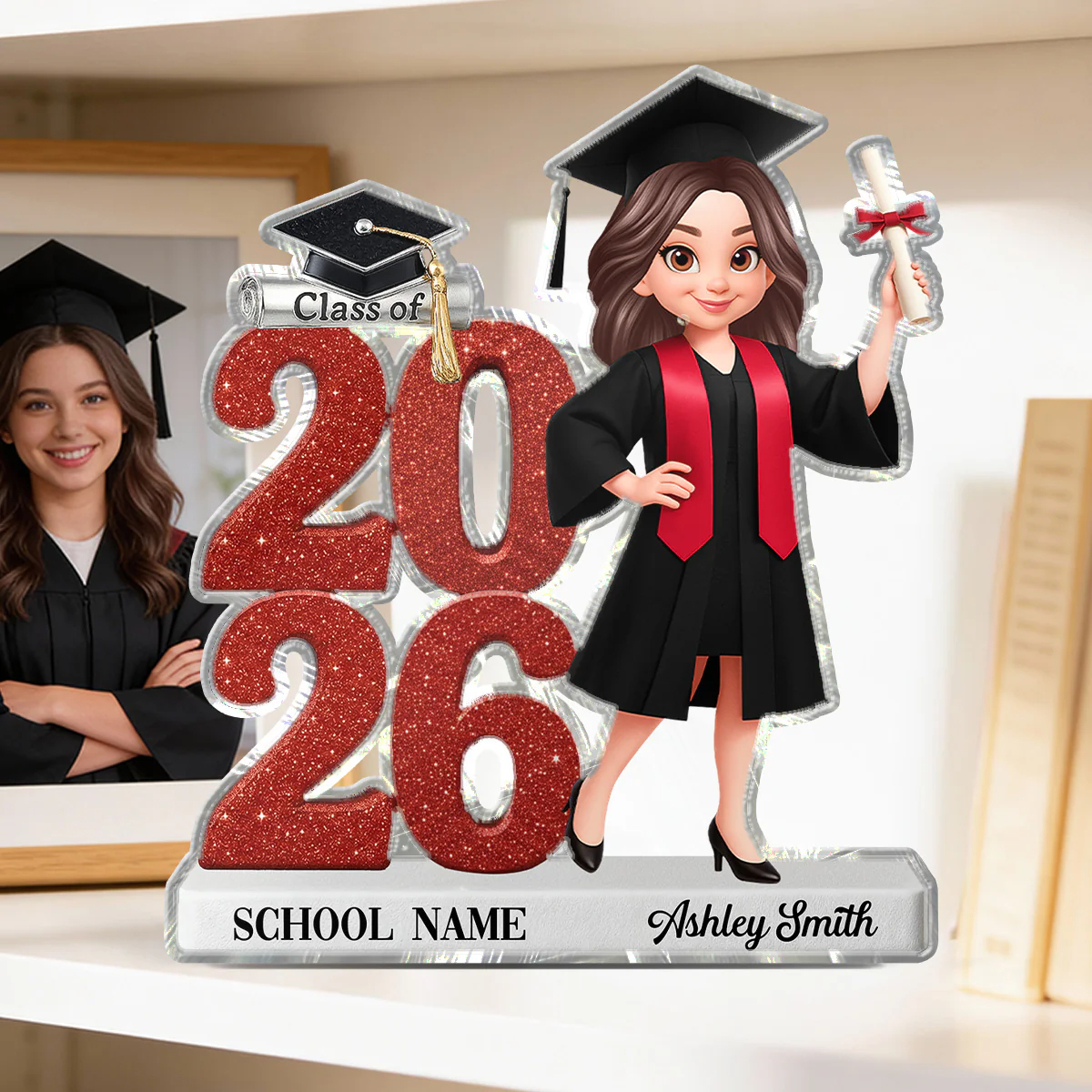 Class Of 2026 2027 Senior 2D Flat - Personalized Acrylic Block Plaque - Graduation Gift For Graduates, Daughter - Image 3
