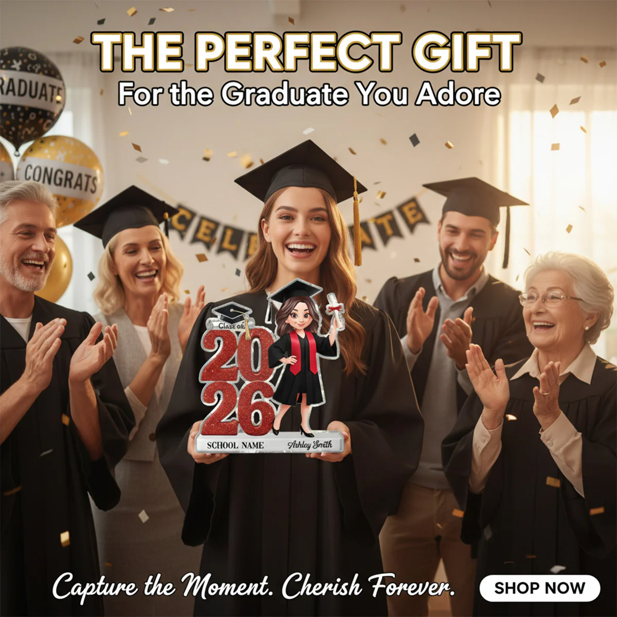 Class Of 2026 2027 Senior 2D Flat - Personalized Acrylic Block Plaque - Graduation Gift For Graduates, Daughter - Image 4