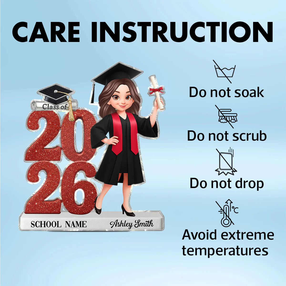 Class Of 2026 2027 Senior 2D Flat - Personalized Acrylic Block Plaque - Graduation Gift For Graduates, Daughter - Image 7