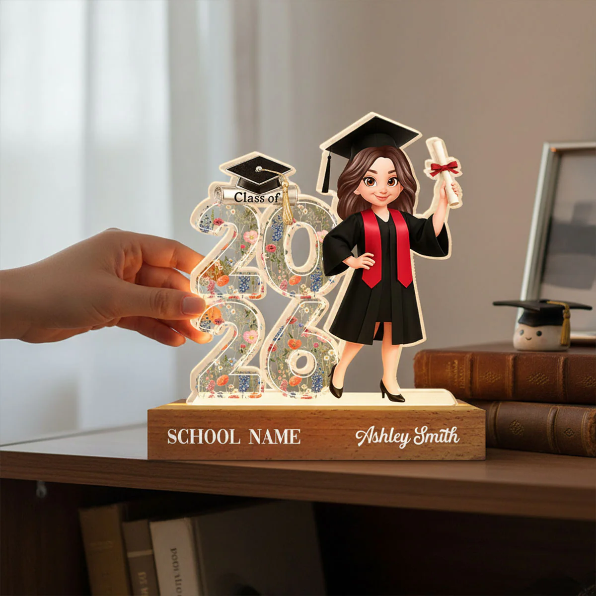 Class Of 2026 2027 Senior Floral - Personalized Acrylic Block LED Night Light - Graduation Gift For Graduates, Daughter - Image 14