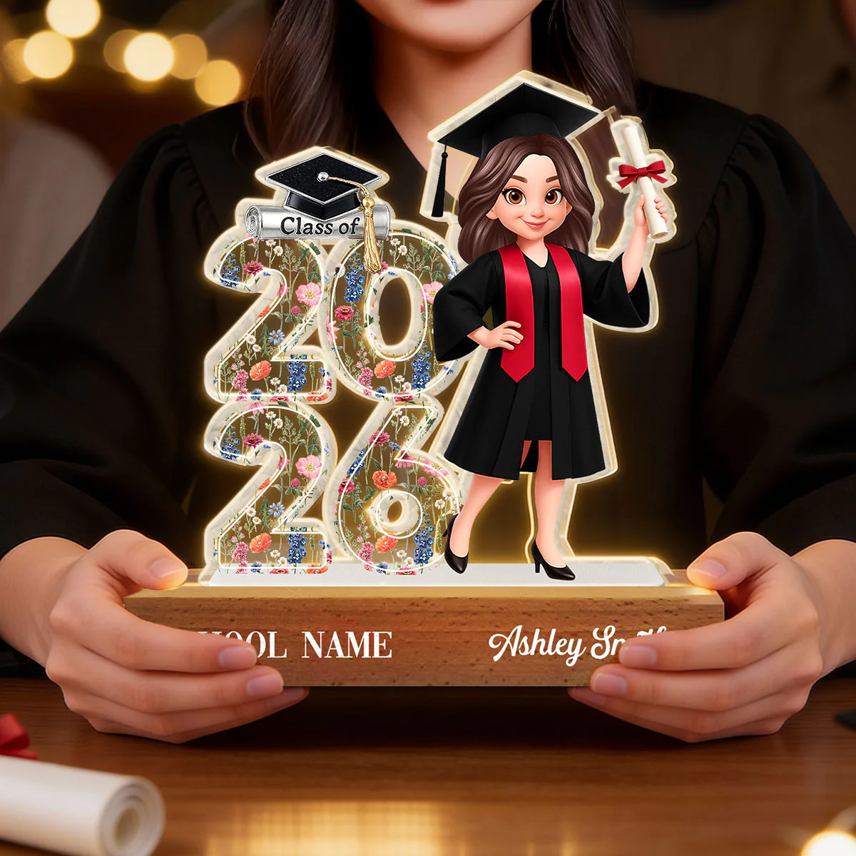 Class Of 2026 2027 Senior Floral - Personalized Acrylic Block LED Night Light - Graduation Gift For Graduates, Daughter - Image 16