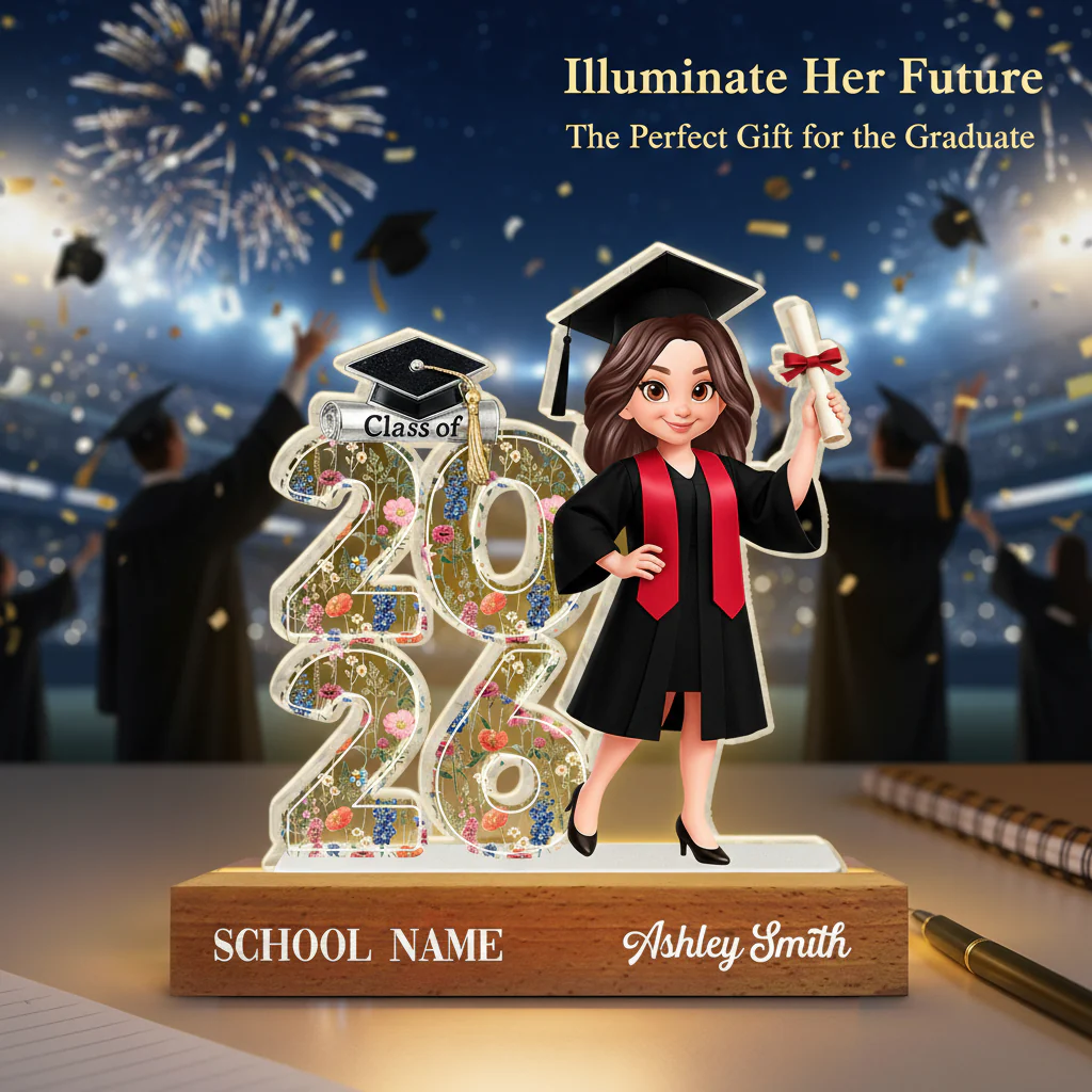 Class Of 2026 2027 Senior Floral - Personalized Acrylic Block LED Night Light - Graduation Gift For Graduates, Daughter - Image 5