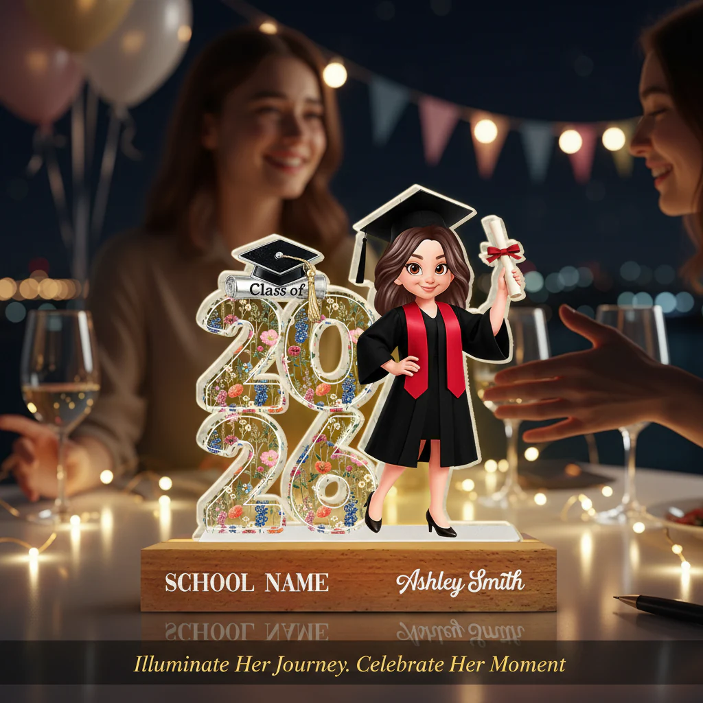 Class Of 2026 2027 Senior Floral - Personalized Acrylic Block LED Night Light - Graduation Gift For Graduates, Daughter - Image 7