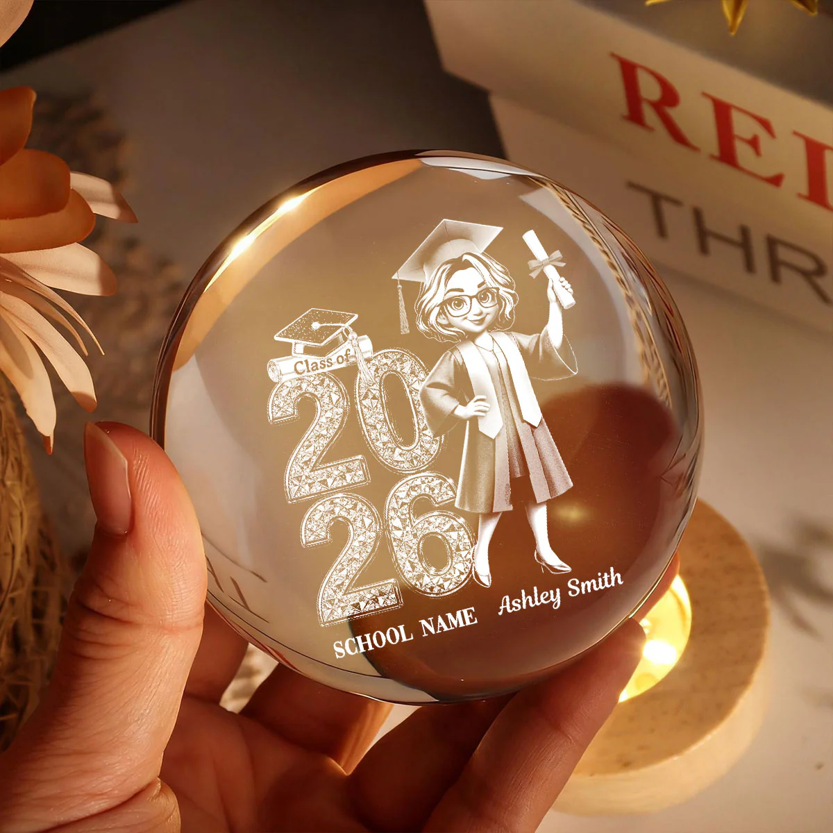 Class Of 2026 2027 Senior Glowing - Personalized Crystal Ball LED Night Light - Graduation Gift For Graduates, Daughter, Son - Image 3