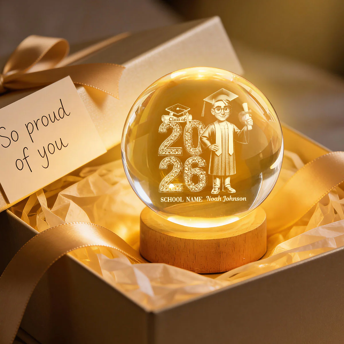 Class Of 2026 2027 Senior Glowing - Personalized Crystal Ball LED Night Light - Graduation Gift For Graduates, Daughter, Son - Image 7