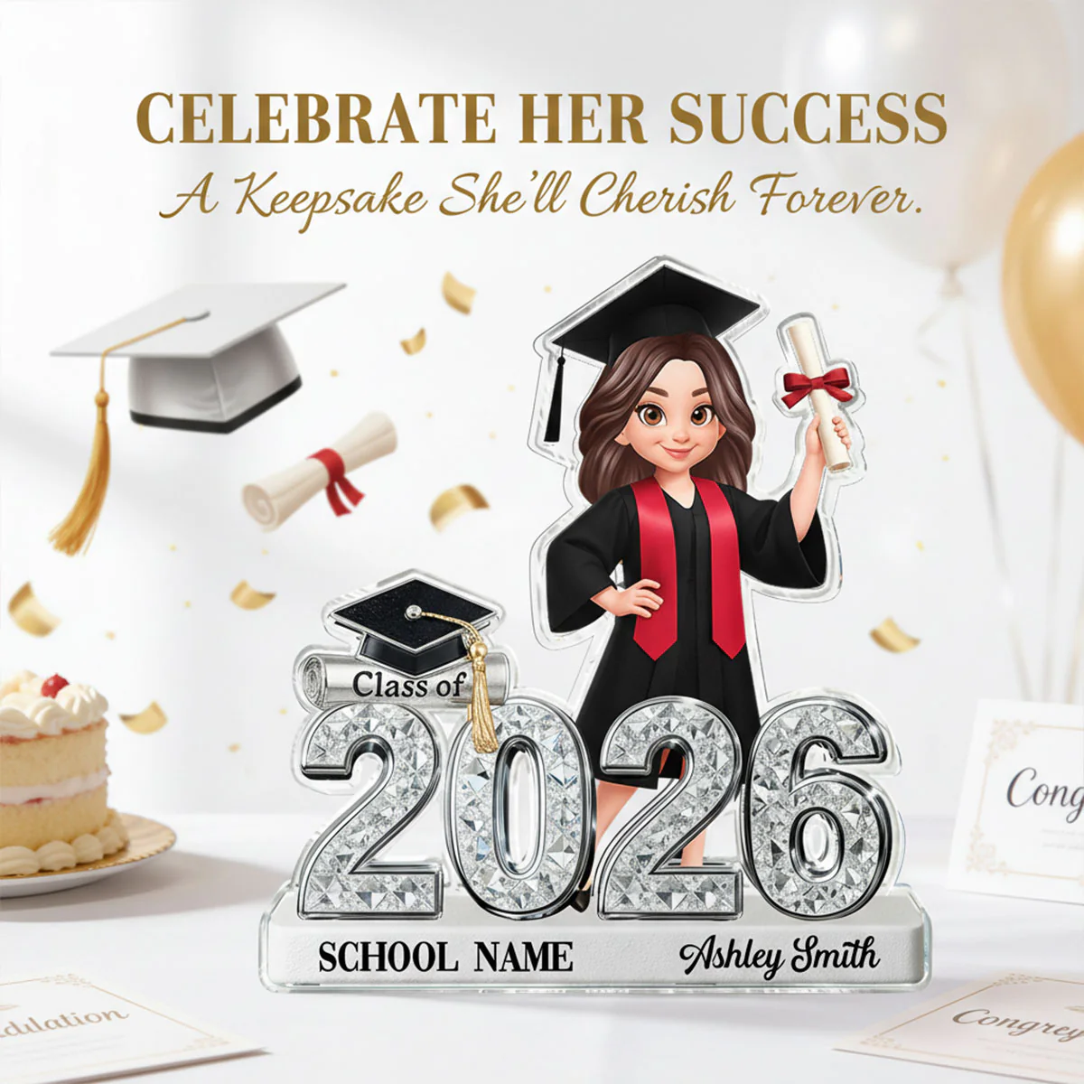 Class Of 2026 2027 Senior Shiny Effect 2D Flat - Personalized Acrylic Block Plaque - Graduation Gift For Graduates, Daughter, Son - Image 11
