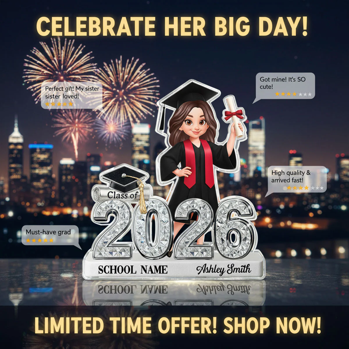 Class Of 2026 2027 Senior Shiny Effect 2D Flat - Personalized Acrylic Block Plaque - Graduation Gift For Graduates, Daughter, Son - Image 12