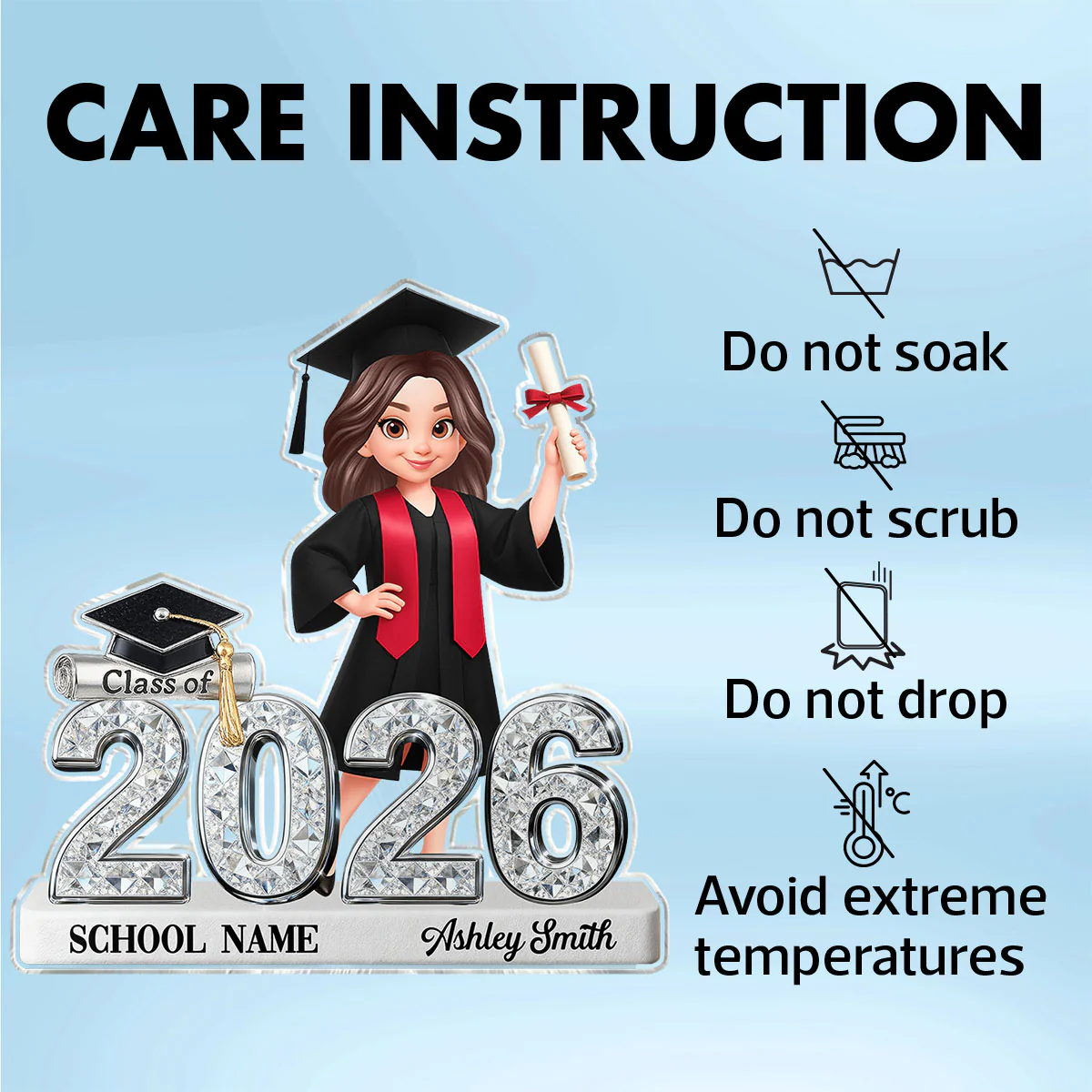 Class Of 2026 2027 Senior Shiny Effect 2D Flat - Personalized Acrylic Block Plaque - Graduation Gift For Graduates, Daughter, Son - Image 14