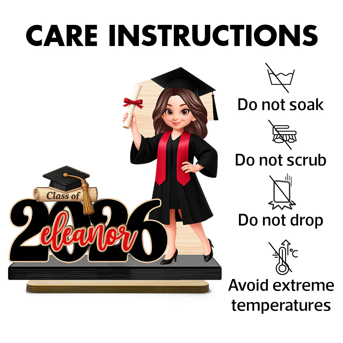 Class Of 2026 2027 Senior With Name 2D Flat - Personalized 2-Layered Wooden Plaque - Graduation Gift For Graduates, Daughter, Son - Image 13