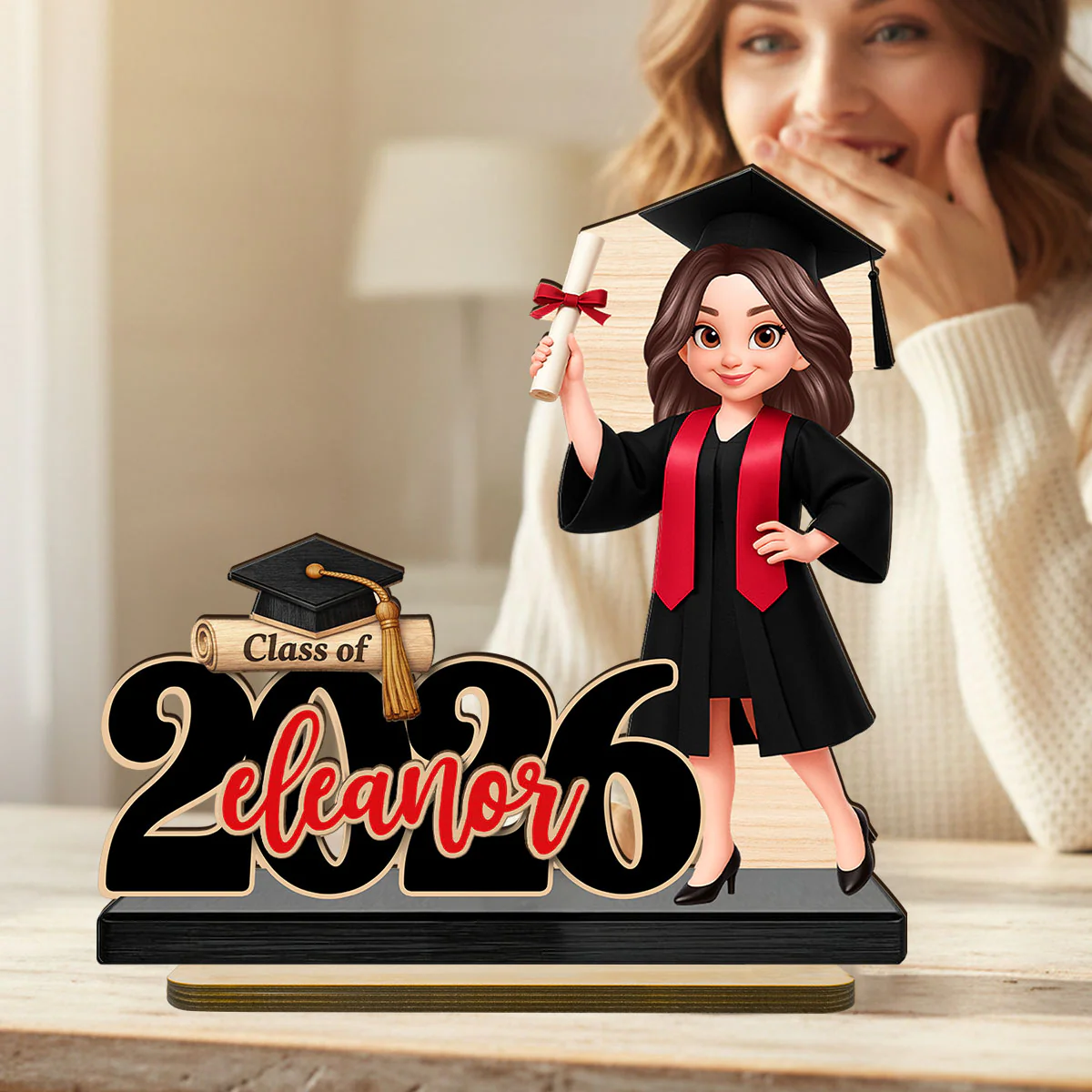 Class Of 2026 2027 Senior With Name 2D Flat - Personalized 2-Layered Wooden Plaque - Graduation Gift For Graduates, Daughter, Son - Image 8