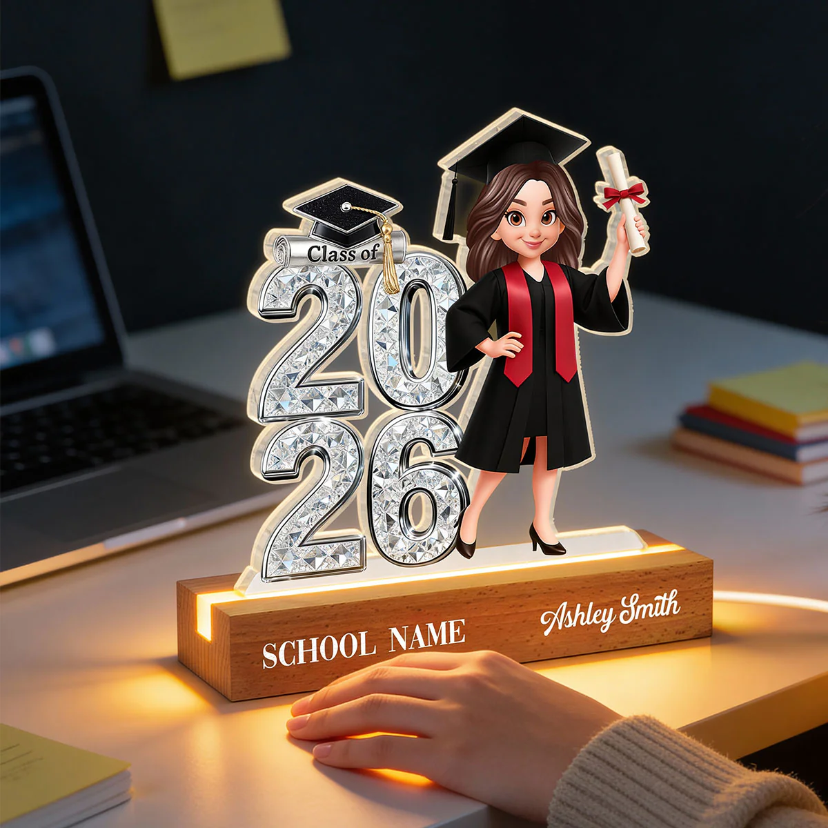 Class Of 2026 2027 Shiny Effect 2D Flat - Personalized Acrylic Block LED Night Light - Graduation Gift For Graduates, Daughter - Image 17