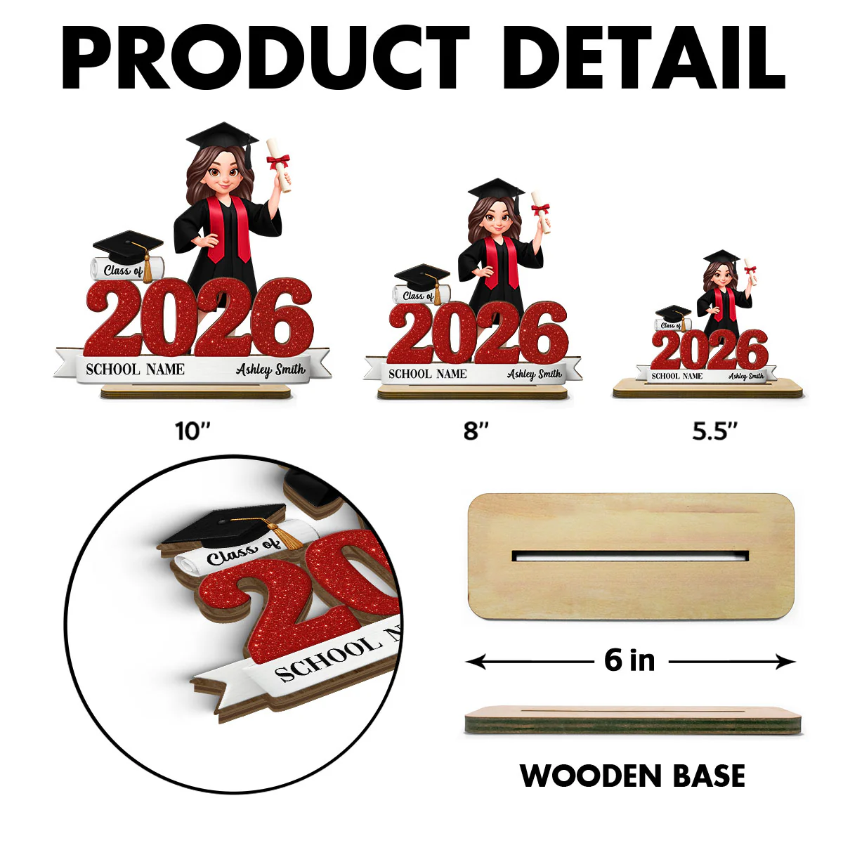 Class Of 2026 3D Effect Senior - Personalized 2-Layered Wooden Plaque - Graduation Gift For Seniors, Daughter, Son, Grandkids - Image 7