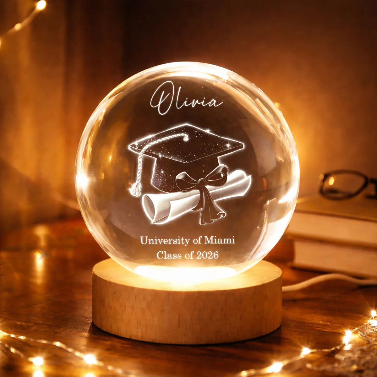 Class Of 2026 3D Effect Senior - Personalized Crystal Ball LED Night Light - Graduation Gift For Seniors, Daughter, Son, Grandkids - Image 4