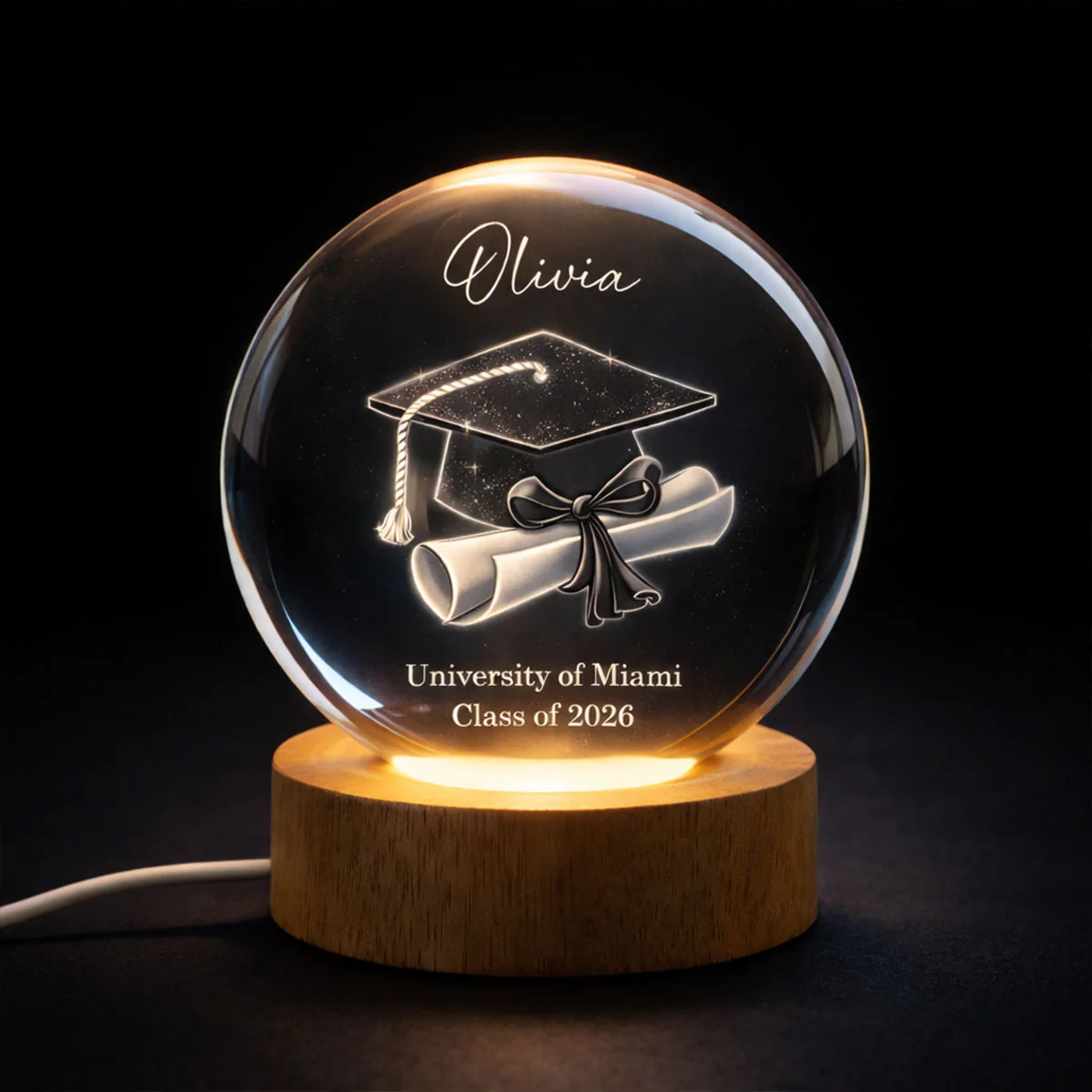 Class Of 2026 3D Effect Senior - Personalized Crystal Ball LED Night Light - Graduation Gift For Seniors, Daughter, Son, Grandkids - Image 5
