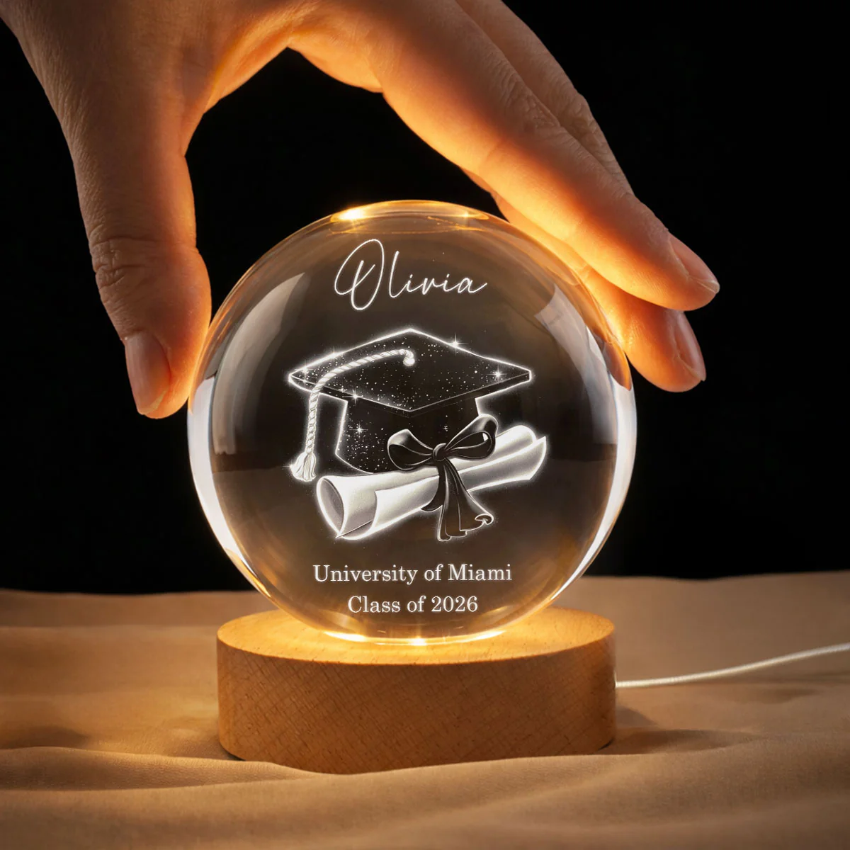 Class Of 2026 3D Effect Senior - Personalized Crystal Ball LED Night Light - Graduation Gift For Seniors, Daughter, Son, Grandkids - Image 7