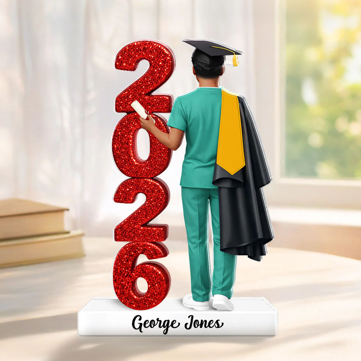 Class Of 2026 Nurse Senior Glitter Effect - Personalized Acrylic Block Plaque - Graduation Gift For Seniors, Daughter, Son, Grandkids - Image 2