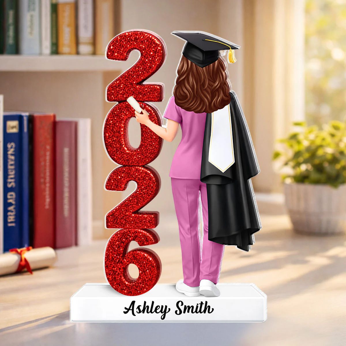Class Of 2026 Nurse Senior Glitter Effect - Personalized Acrylic Block Plaque - Graduation Gift For Seniors, Daughter, Son, Grandkids - Image 4