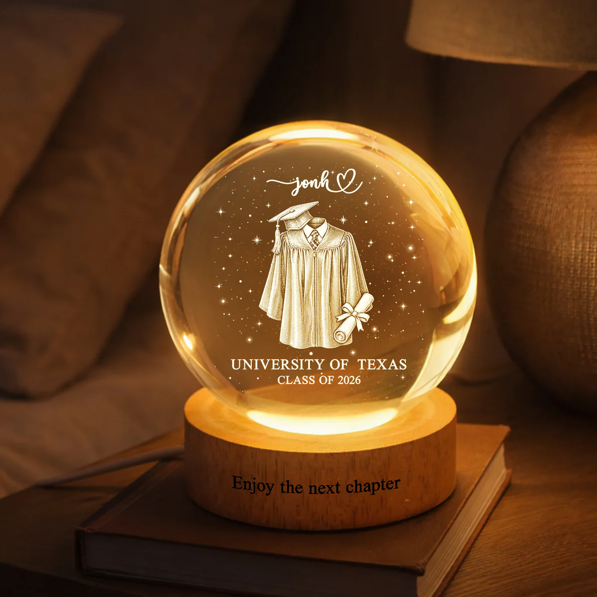 Class of 2026 - Personalized Crystal Ball LED Night Light - Custom Graduation Gift for Daughter, Son, Grandkids - Image 3