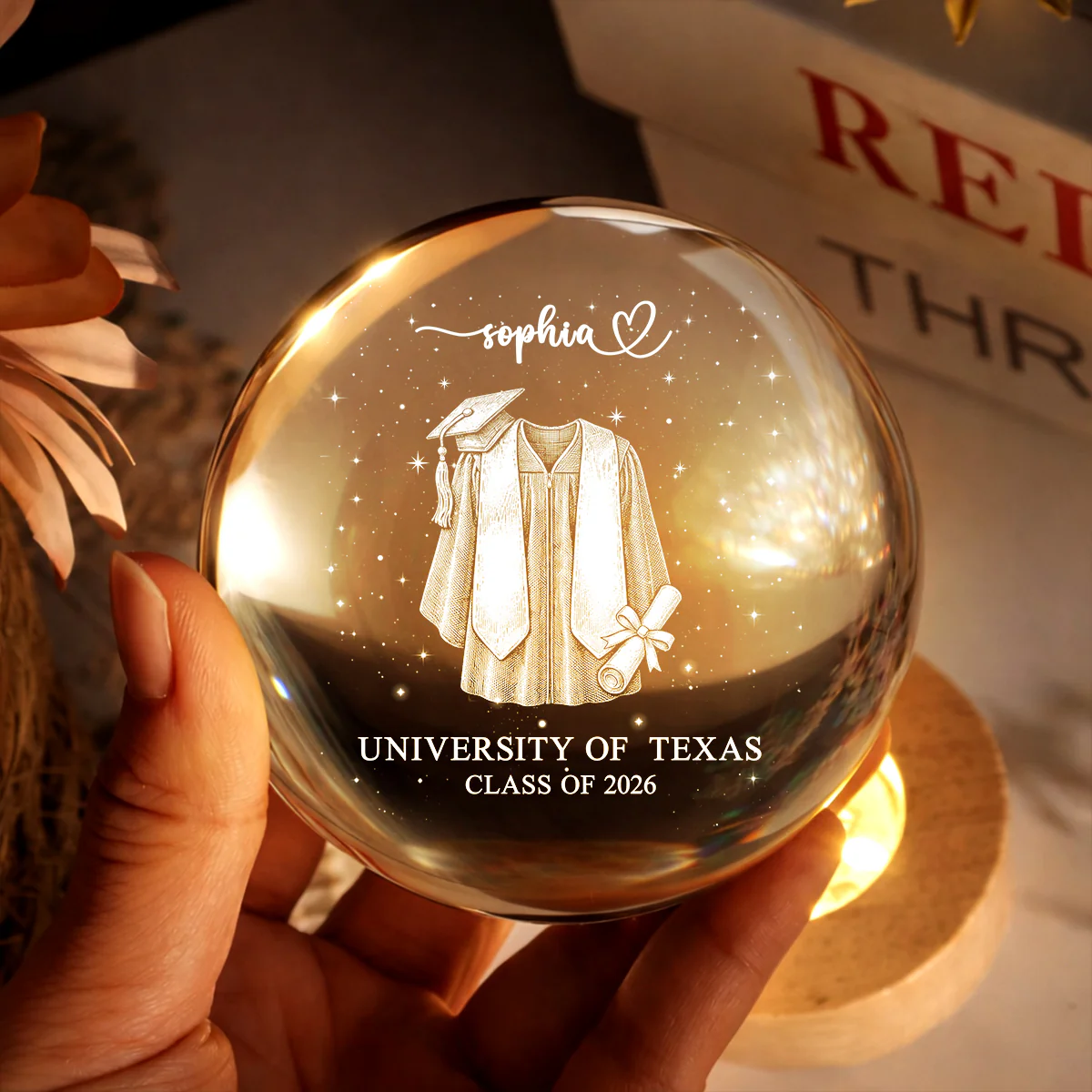 Class of 2026 - Personalized Crystal Ball LED Night Light - Custom Graduation Gift for Daughter, Son, Grandkids - Image 4