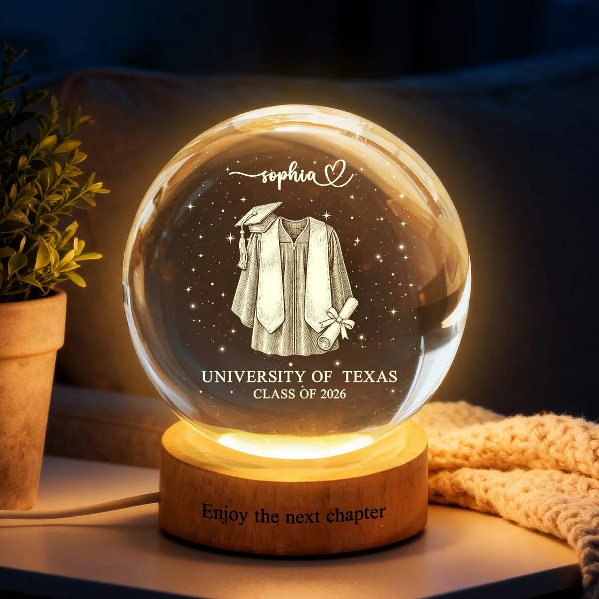 Class of 2026 - Personalized Crystal Ball LED Night Light - Custom Graduation Gift for Daughter, Son, Grandkids - Image 5
