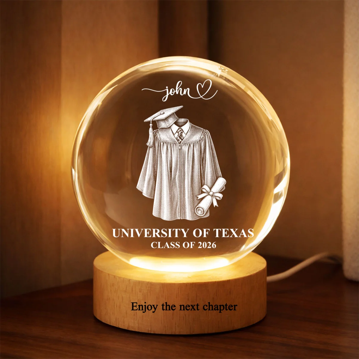 Class of 2026 - Personalized Crystal Ball LED Night Light - Custom Graduation Gift for Daughter, Son, Grandkids - Image 9