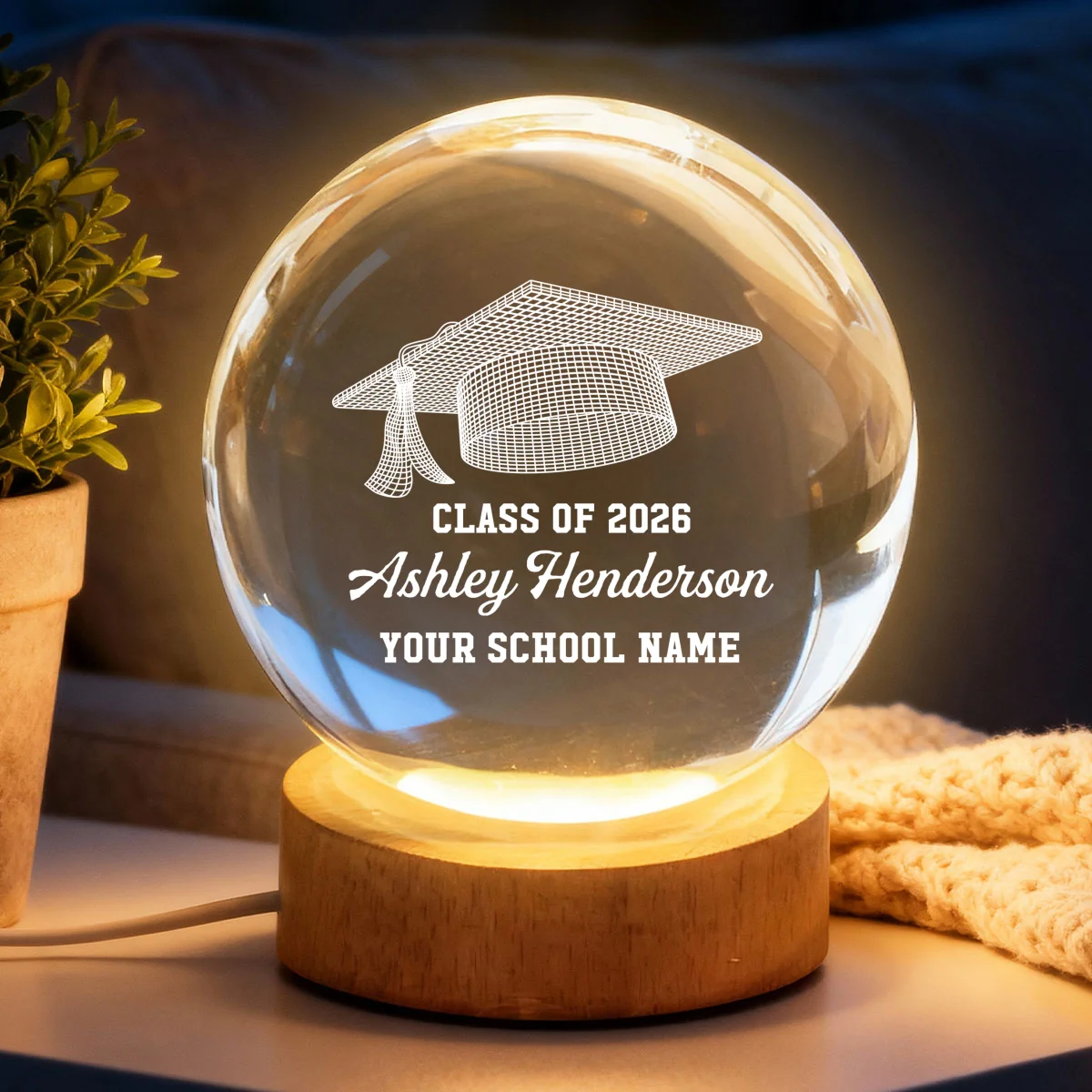 Class Of Graduation Senior Illusion Graduation Cap - Personalized Crystal Ball LED Night Light - Gift For Graduation Day, Graduation Gift, Keepsake - Image 12