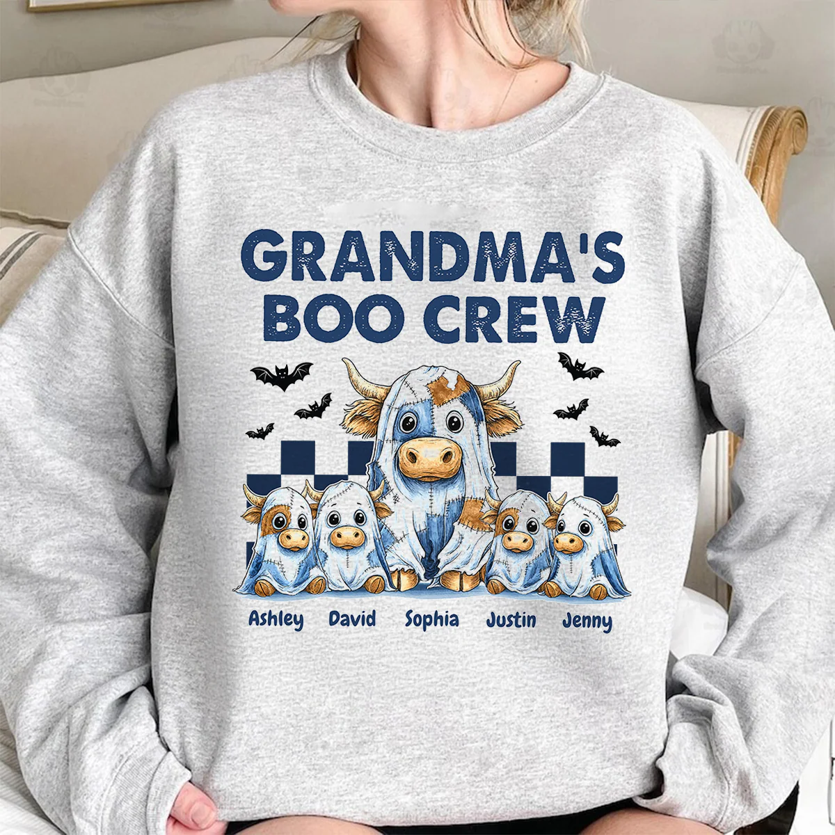 Grandma's Boo Crew Highland Cow Personalized Sweatshirt, Cozy Fall Vibe Sweatshirt - Image 2