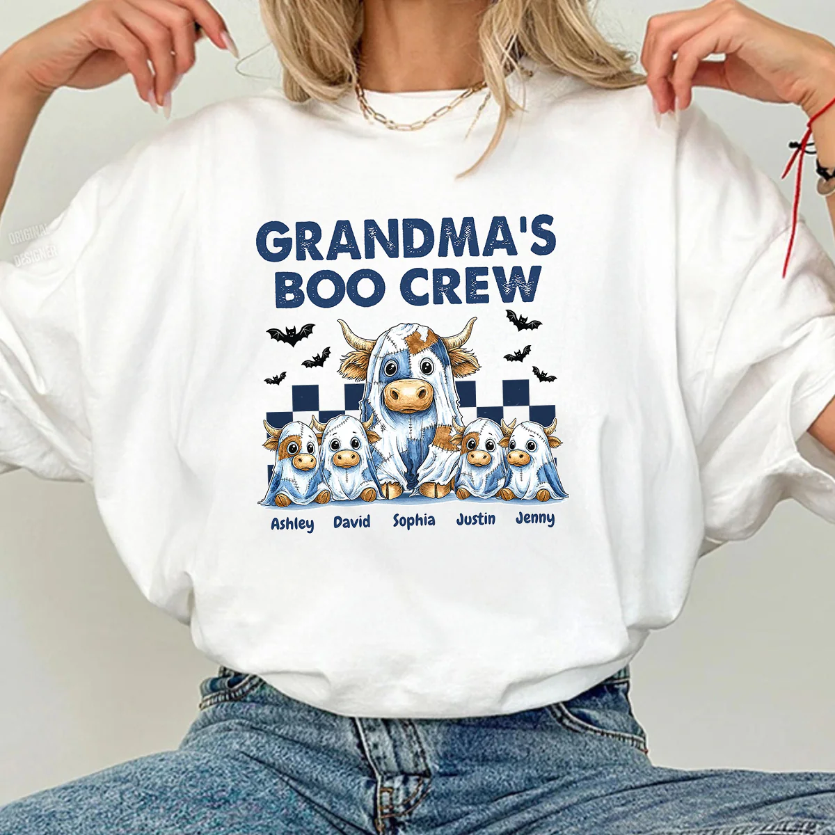 Grandma's Boo Crew Highland Cow Personalized Sweatshirt, Cozy Fall Vibe Sweatshirt - Image 4