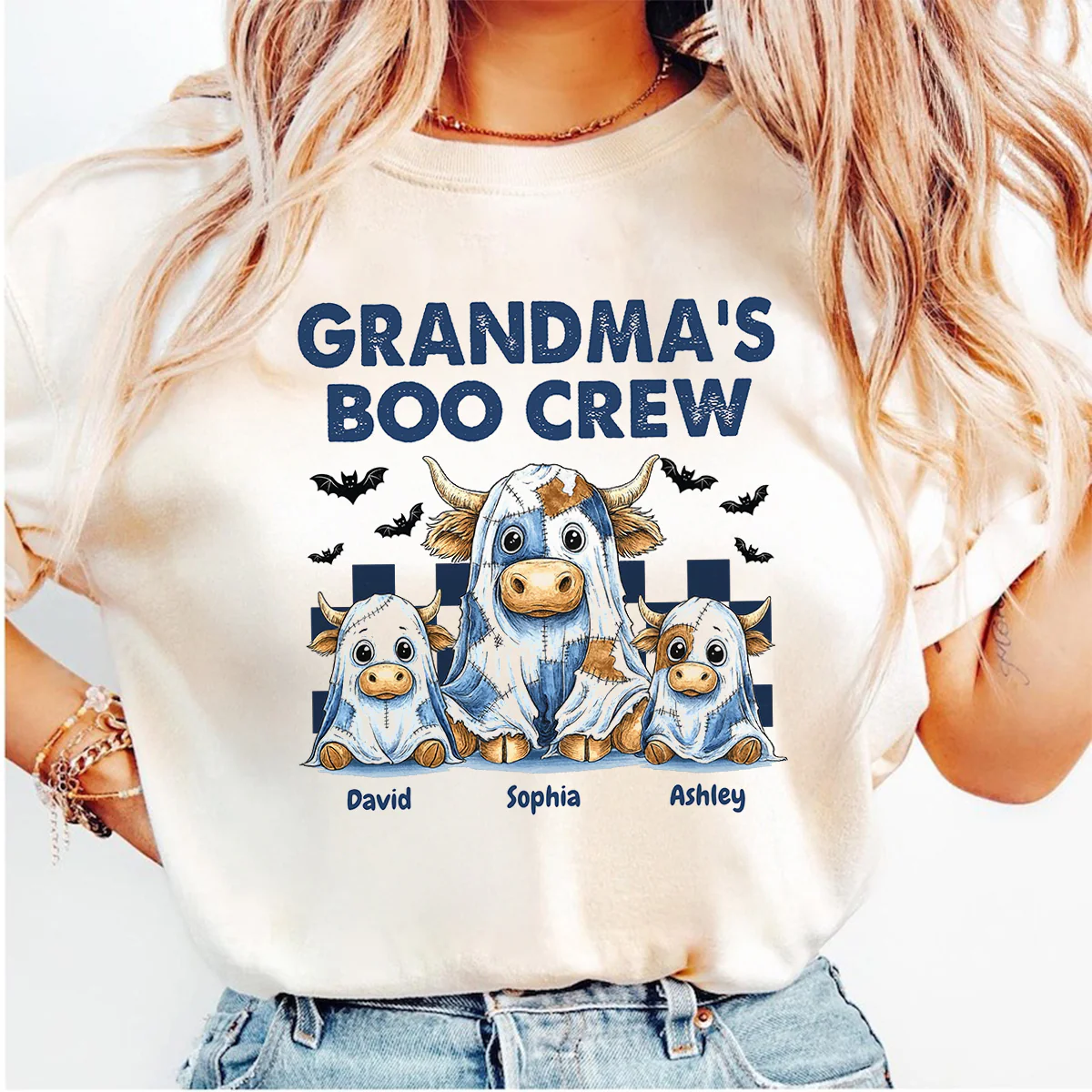 Grandma's Boo Crew Highland Cow Personalized Sweatshirt, Cozy Fall Vibe Sweatshirt - Image 6