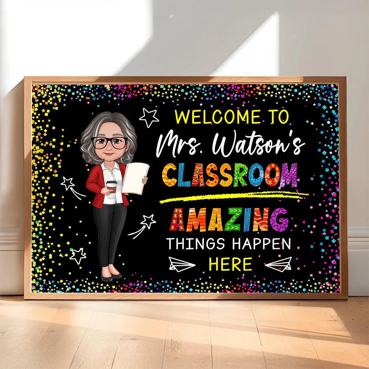 Classroom Amazing Things Happen Here Personalized Motivational Poster, Teacher Classroom Decor - Image 3