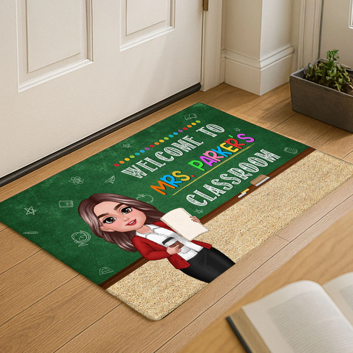 Classroom Green Board Welcome To Classroom Teacher Personalized Doormat - Image 2
