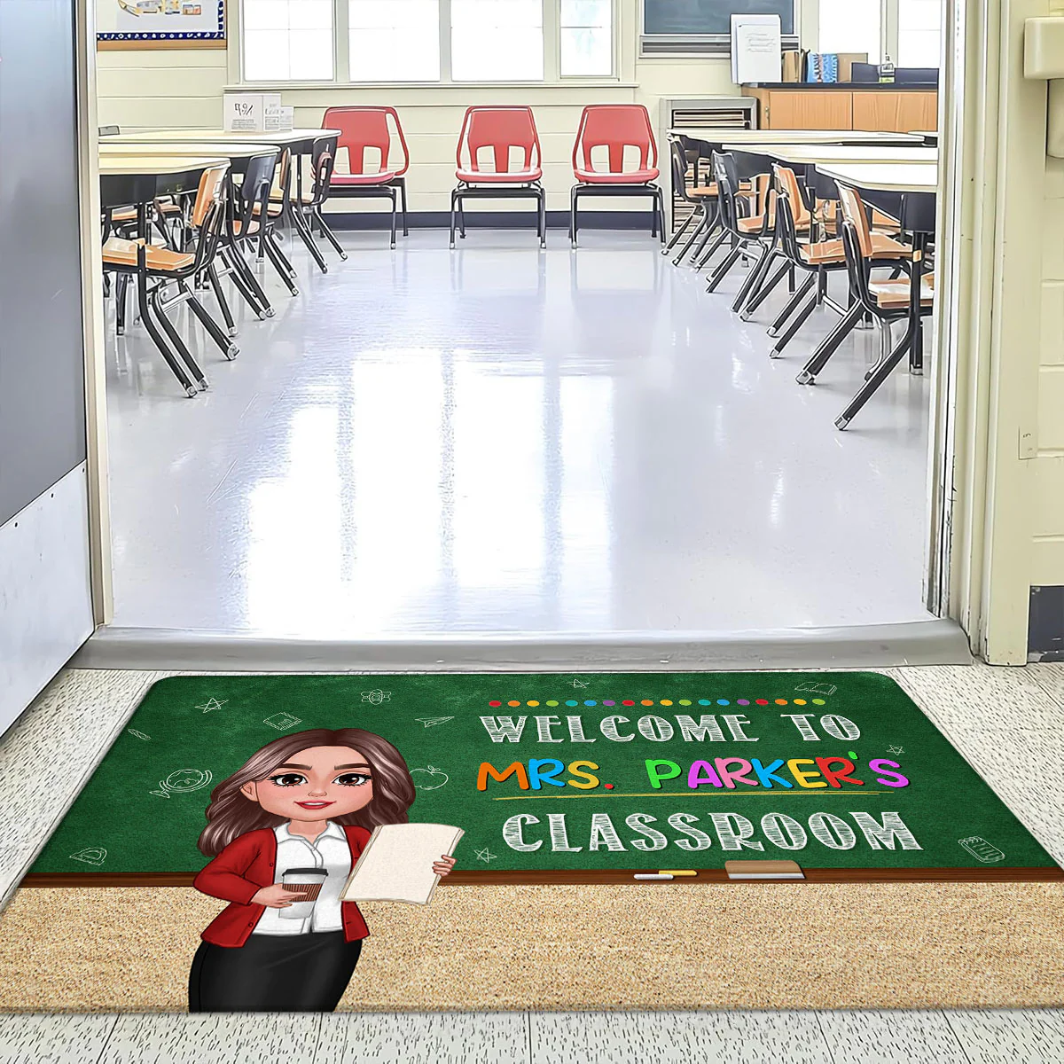 Classroom Green Board Welcome To Classroom Teacher Personalized Doormat - Image 3
