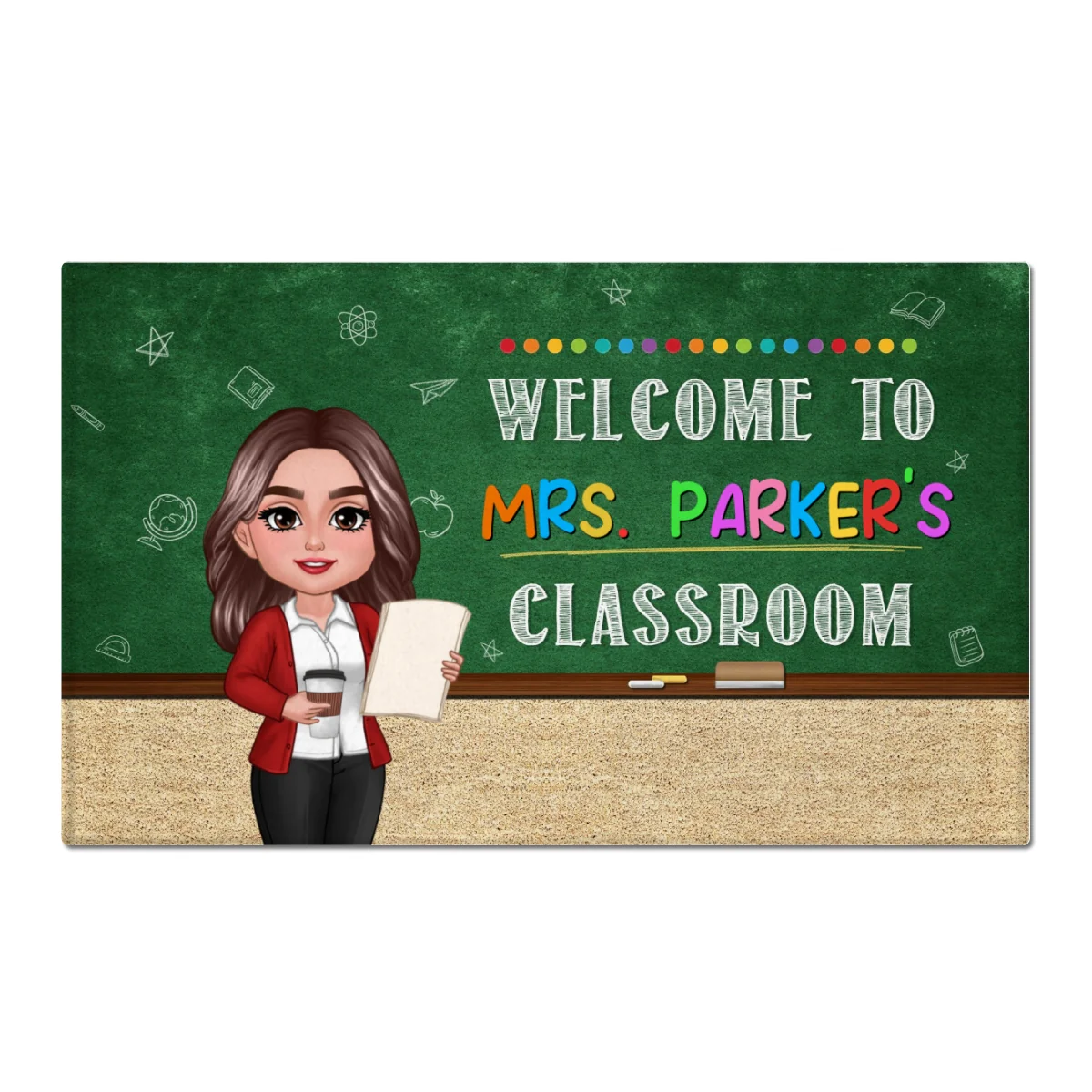 Classroom Green Board Welcome To Classroom Teacher Personalized Doormat - Image 7