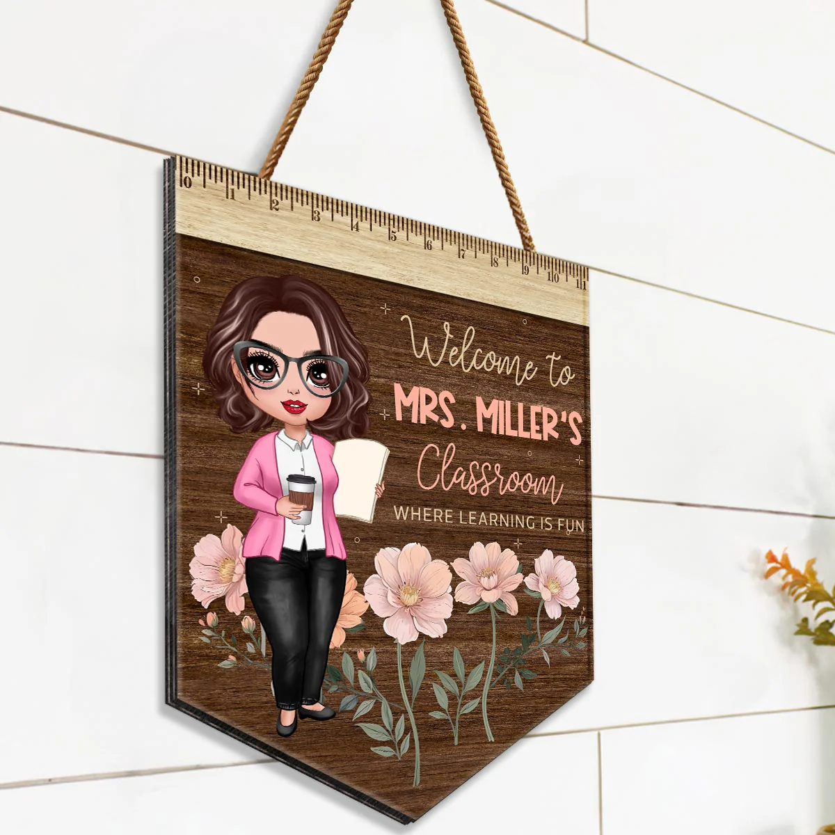 Classroom Where Learning Is Fun Gift For Teacher Personalized Wood Sign - Image 2