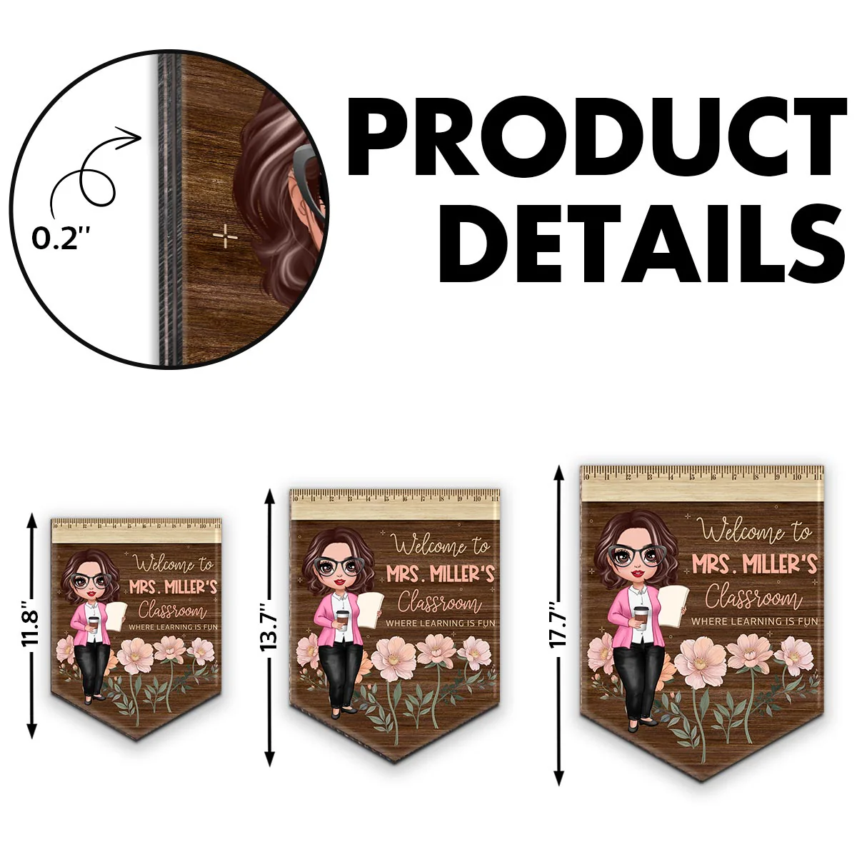 Classroom Where Learning Is Fun Gift For Teacher Personalized Wood Sign - Image 6