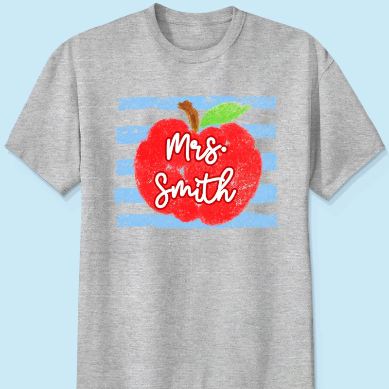 Coastal Apple Pencil Stripes - Personalized Shirt - Back To School Gift For Teacher - Image 10