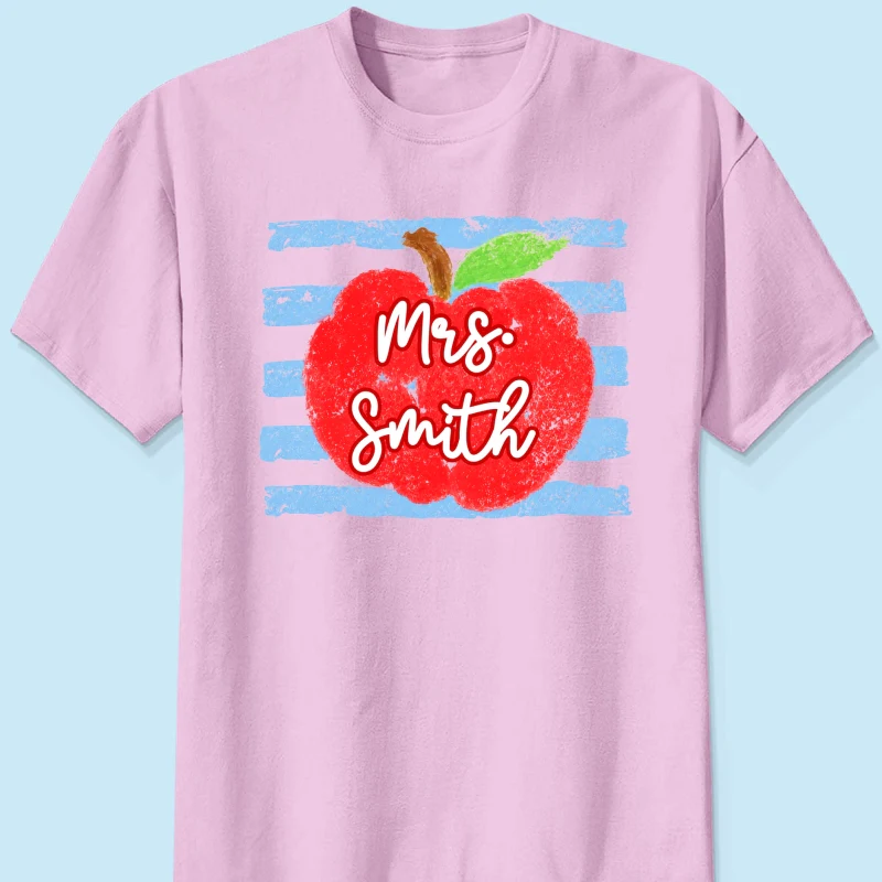 Coastal Apple Pencil Stripes - Personalized Shirt - Back To School Gift For Teacher - Image 11