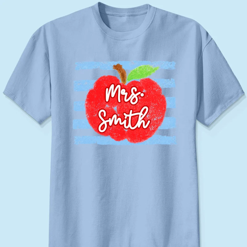 Coastal Apple Pencil Stripes - Personalized Shirt - Back To School Gift For Teacher - Image 12