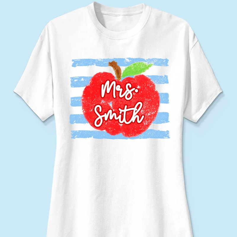 Coastal Apple Pencil Stripes - Personalized Shirt - Back To School Gift For Teacher - Image 13
