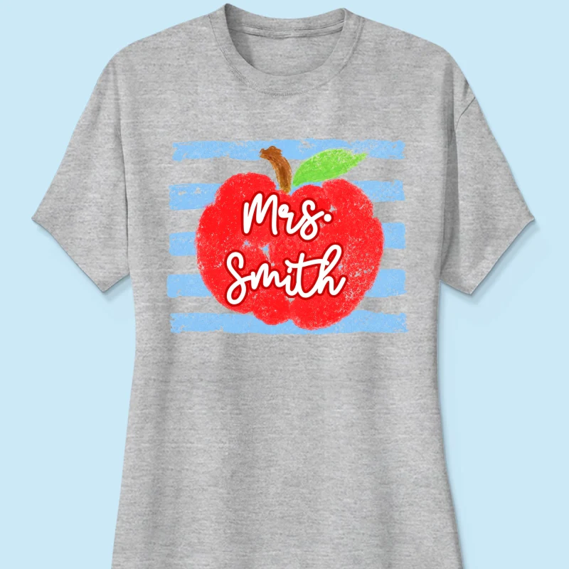 Coastal Apple Pencil Stripes - Personalized Shirt - Back To School Gift For Teacher - Image 14