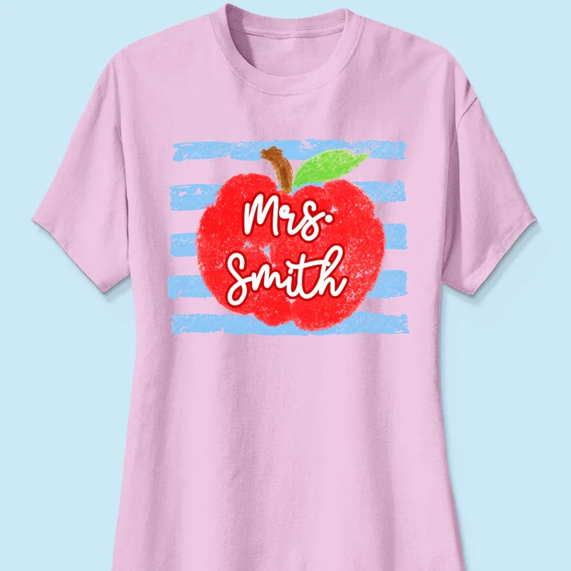 Coastal Apple Pencil Stripes - Personalized Shirt - Back To School Gift For Teacher - Image 15