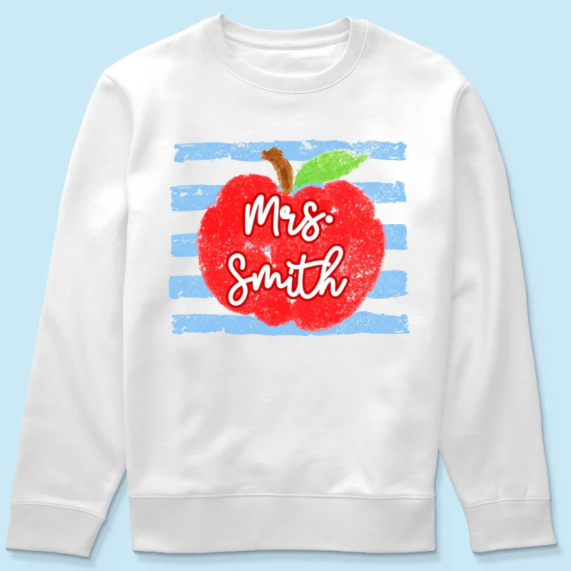 Coastal Apple Pencil Stripes - Personalized Shirt - Back To School Gift For Teacher - Image 17