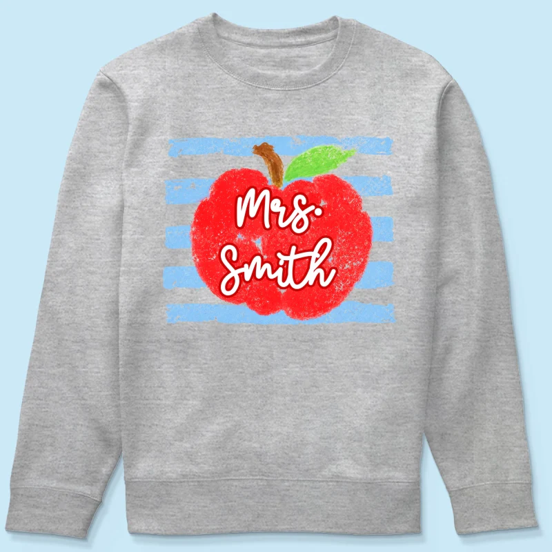 Coastal Apple Pencil Stripes - Personalized Shirt - Back To School Gift For Teacher - Image 18